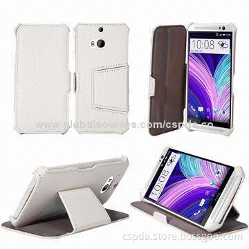 PU Leather Heat Setting Back Standing Mobile Phone Cases for HTC One 2